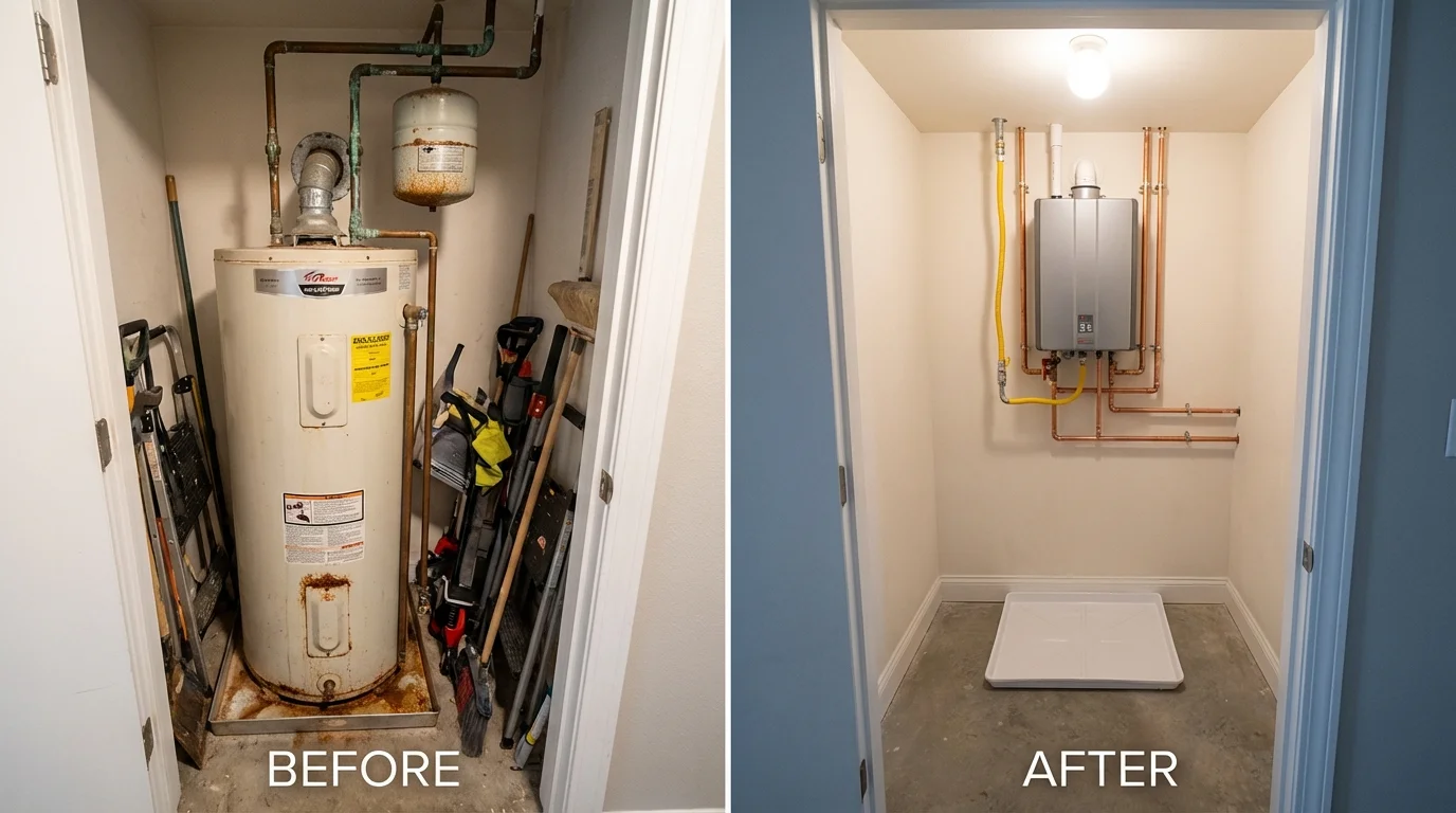 Tank water heater versus wall-mounted tankless unit comparison for Midland, TX homeowners